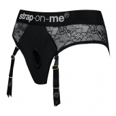 Черные трусики для насадок Diva Lingerie Harness - size S - Strap-on-me - купить с доставкой в Белгороде
