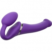 Фиолетовый безремневой вибрострапон Silicone Bendable Strap-On - size M - Strap-on-me - купить с доставкой в Белгороде