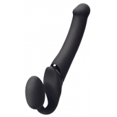 Черный безремневой вибрострапон Silicone Bendable Strap-On - size XL - Strap-on-me - купить с доставкой в Белгороде