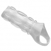 Насадка на пенис с кольцом для мошонки Clear Sensations Enhancer Sex Sleeve - 11,5 см. - XR Brands - в Белгороде купить с доставкой