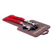 Металлические зажимы на соски с красными замшевыми кисточками - Crazy Handmade - купить с доставкой в Белгороде