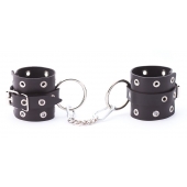 Черные кожаные наручники с люверсами - Crazy Handmade - купить с доставкой в Белгороде