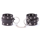Черные кожаные оковы с люверсами - Crazy Handmade - купить с доставкой в Белгороде