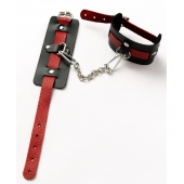 Черные оковы с красным декором и заклепками - Crazy Handmade - купить с доставкой в Белгороде