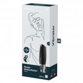 Черный мастурбатор с вибрацией Power Masturbator - Satisfyer - в Белгороде купить с доставкой