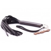 Черная кожаная плеть с удобной ручкой - 50 см. - Crazy Handmade - купить с доставкой в Белгороде