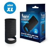 Черная открытая насадка на пенис с кольцом для мошонки XL-size - 8,9 см. - Sex Expert - в Белгороде купить с доставкой