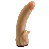 Телесная гелевая насадка-фаллос с клиторальными лепестками - 18,5 см. - LOVETOY (А-Полимер) - купить с доставкой в Белгороде