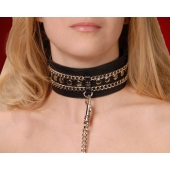 Чёрный ошейник с цепочками и поводком - Sitabella - купить с доставкой в Белгороде