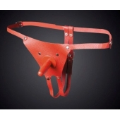 Красные кожаные универсальные трусики со штырьком для насадок - Sitabella - купить с доставкой в Белгороде