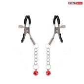 Серебристые зажимы на соски с шариками на цепочках - Notabu - купить с доставкой в Белгороде