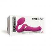 Ярко-розовый безремневой страпон Multi Orgasm Size S с клиторальной стимуляцией - Strap-on-me - купить с доставкой в Белгороде