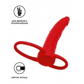 Красная насадка на пенис для двойного проникновения Black Red - 16,5 см. - ToyFa - купить с доставкой в Белгороде