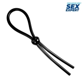 Черное силиконовое лассо с шариком для утяжки - Sex Expert - в Белгороде купить с доставкой