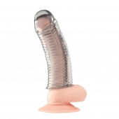 Текстурированная насадка на пенис Clear Textured Penis Enhancing Sleeve Extension - 16,5 см. - BlueLine - в Белгороде купить с доставкой