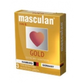 Презервативы Masculan Ultra Gold с золотым напылением и ароматом ванили - 3 шт. - Masculan - купить с доставкой в Белгороде