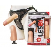 Телесный страпон Harness LESBI с вагинальной пробкой - 16,5 см. - LOVETOY (А-Полимер) - купить с доставкой в Белгороде