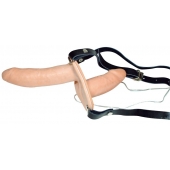 Телесный женский страпон с вагинальной пробкой Strap-On Duo - 15 см. - Orion - купить с доставкой в Белгороде