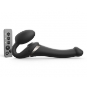 Черный безремневой страпон Multi Orgasm Size S с клиторальной стимуляцией - Strap-on-me - купить с доставкой в Белгороде