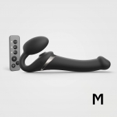 Черный безремневой страпон Multi Orgasm Size M с клиторальной стимуляцией - Strap-on-me - купить с доставкой в Белгороде