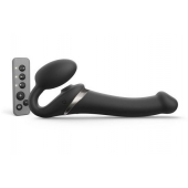 Черный безремневой страпон Multi Orgasm Size M с клиторальной стимуляцией - Strap-on-me - купить с доставкой в Белгороде