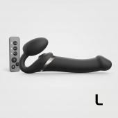 Черный безремневой страпон Multi Orgasm Size L с клиторальной стимуляцией - Strap-on-me - купить с доставкой в Белгороде
