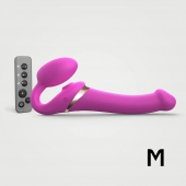 Ярко-розовый безремневой страпон Multi Orgasm Size M с клиторальной стимуляцией - Strap-on-me - купить с доставкой в Белгороде