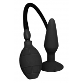 Чёрная анальная втулка с функцией расширения MENZSTUFF LARGE INFLATABLE PLUG - 14,5 см. - Dream Toys