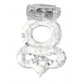 Прозрачное эрекционное кольцо с вибратором  и подхватом - Toyfa Basic - в Белгороде купить с доставкой