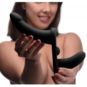 Черный вибрострапон Double Take 10X Double Penetration Vibrating Strap-on Harness - XR Brands - купить с доставкой в Белгороде