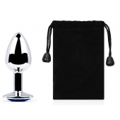 Анальное украшение BUTT PLUG  Small с синим кристаллом - 7 см. - Anal Jewelry Plug - купить с доставкой в Белгороде