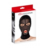 Черная сетчатая маска на голову с отверстиями для глаз и рта - Fetish Tentation - купить с доставкой в Белгороде