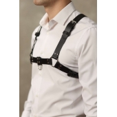 Черная мужская кожаная портупея №4 - БДСМ Арсенал - купить с доставкой в Белгороде