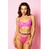 Эффектный розовый пояс из голографической эко-кожи - БДСМ Арсенал - купить с доставкой в Белгороде