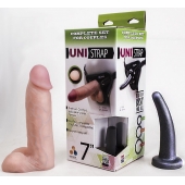 Страпон-унисекс с двумя насадками UNI strap 7  Harness - 19 и 16 см. - LOVETOY (А-Полимер) - купить с доставкой в Белгороде