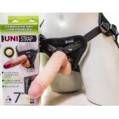 Страпон-унисекс с двумя насадками UNI strap 7  Harness - 19 и 16 см. - LOVETOY (А-Полимер) - купить с доставкой в Белгороде