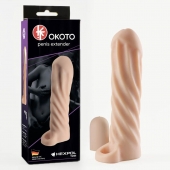Телесная насадка-удлинитель Okoto со спиралевидным рельефом - 16 см. - Sitabella - в Белгороде купить с доставкой