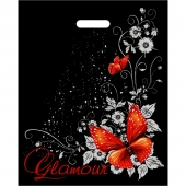 Черный пакет Glamour с вырубной ручкой (38х47 см) - Сима-Ленд - купить с доставкой в Белгороде