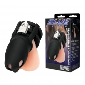 Черная клетка для пениса Silicone Small 2 in Cock Cage With Ball Divider - BlueLine - купить с доставкой в Белгороде