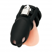 Черная клетка для пениса Silicone Small 2 in Cock Cage With Ball Divider - BlueLine - купить с доставкой в Белгороде