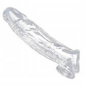 Прозрачная насадка для увеличения члена Realistic Clear Penis Enhancer and Ball Stretcher - 20,3 см. - XR Brands - в Белгороде купить с доставкой