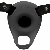 Черный полый страпон с вибрацией 2’’ Erection 28X Smooth Vibrating Silicone Penis Sheath - XR Brands - купить с доставкой в Белгороде