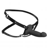Черный полый страпон с вибрацией 2’’ Erection 28X Smooth Vibrating Silicone Penis Sheath - XR Brands - купить с доставкой в Белгороде