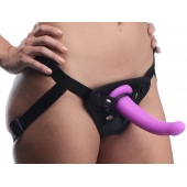 Лиловый поясной страпон Navigator Silicone G-Spot Dildo with Harness - 17,8 см. - XR Brands - купить с доставкой в Белгороде