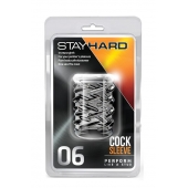 Прозрачная насадка с объёмными чёрточками STAY HARD COCK SLEEVE 06 CLEAR - Blush Novelties - в Белгороде купить с доставкой