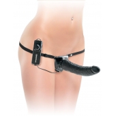 Черный страпон с вагинальной пробкой Deluxe Vibrating Penetrix Strap-On - 19 см. - Pipedream - купить с доставкой в Белгороде