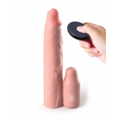 Телесная вибронасадка на член 3  Vibrating Mega X-tension with Remote - 22,9 см. - Pipedream - в Белгороде купить с доставкой