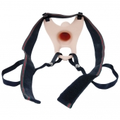 Телесный полый страпон на ремешках - 16,5 см. - Boys of Toys - купить с доставкой в Белгороде