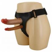 Темно-бежевый фаллопротез для двойного проникновения - 17,5 см. - Baile - купить с доставкой в Белгороде