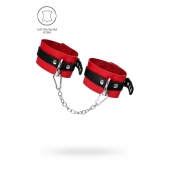 Красно-черные мягкие оковы с одним ремешком и люверсами - Pecado - купить с доставкой в Белгороде